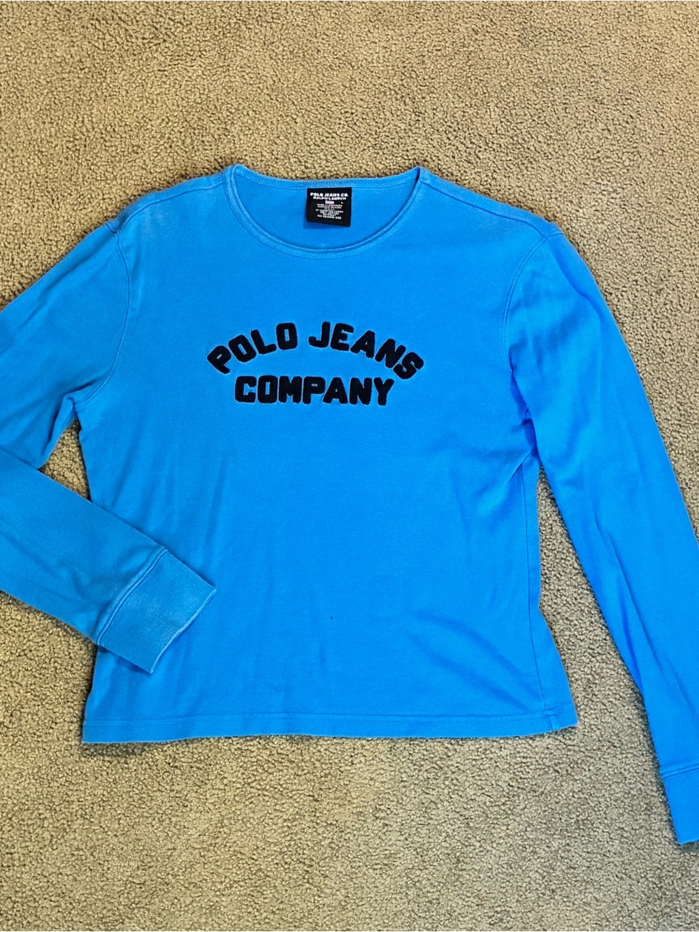 Women’s Polo Ralph Lauren Bright Blue Long Sleeve Tee Shirt Tagged L Top Logo
